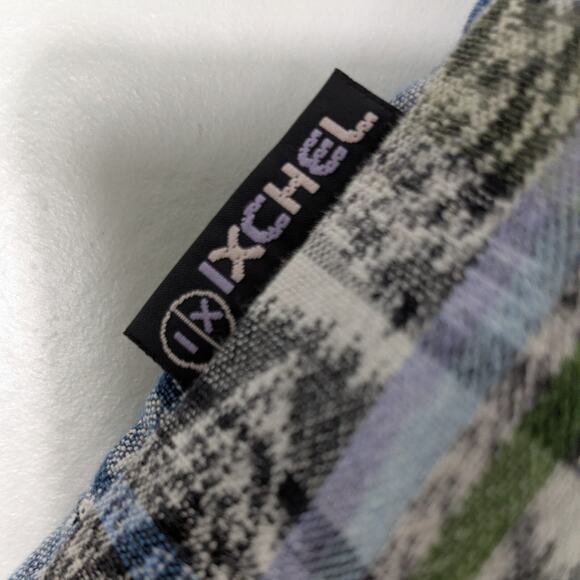 Patchwork Maxi Skirt S Blue Multi Plaid Boho Hippie Floral Embroidered Pull On - Picture 11 of 12